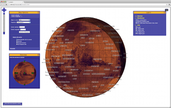 Lunaserv screen shot with Mars day/night shading